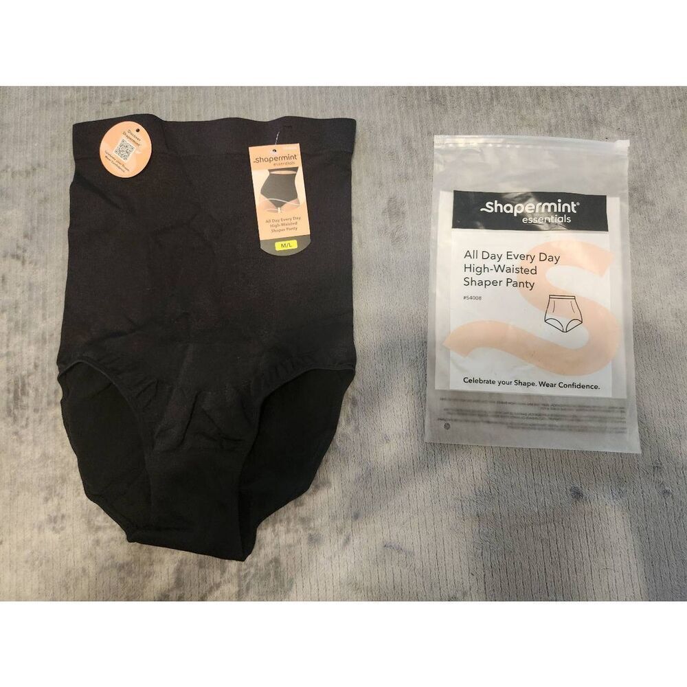 NWT Shapermint Black All Day Everyday High-Waisted Shaper Panty Brief M/L
